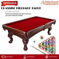 WIRAKA  Jade  Classic Billiard Table 8 Feet X 4 Feet, Red