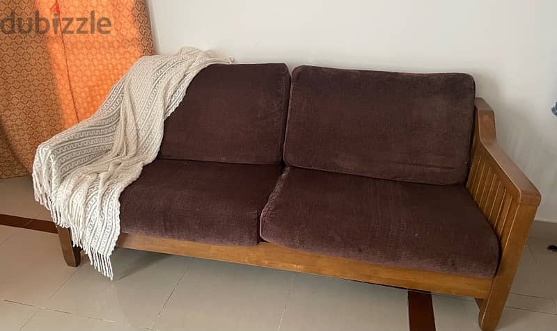 Urgent sell, heavy wooden frame sofa 1