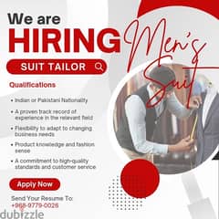 we hiring ( tailor suiit )