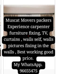 professional carpenter fixing curtains furniture TV etc