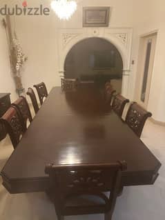 Brown long Dining table ( 10 seater )