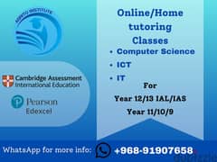 Home tutoring/ Online Classes for ICT/IT/Computer Science