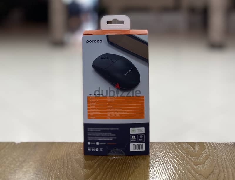 Porodo 2 in 1 Wireless Bluetooth Mouse 2.4GHz V5.0-Black 3