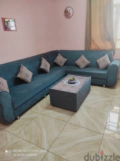 Corner Sofa Seven Seater with Center table and coushions