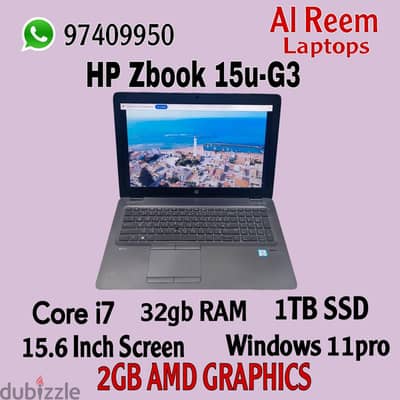 HP ZBOOK 15u G3 2GB AMD GRAPHICS CORE I7 32GB RAM 1000GB SSD (1TB. SSD-