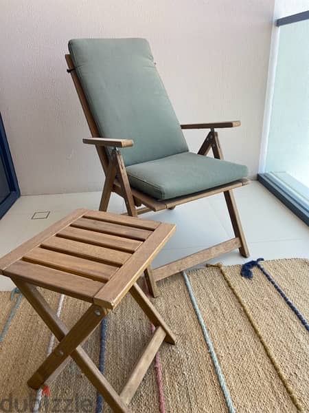 outdoor wooden chairs with seat pad and cover - New 0