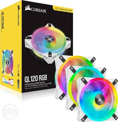 CORSAIR QL Series, iCUE QL120 RGB, 120mm RGB PWM White Fans