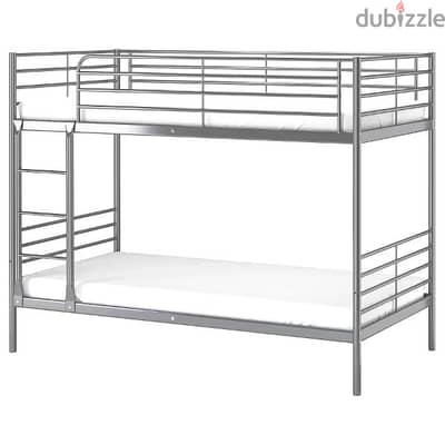 Bunk bed frame, silver-colour, 90x200 cm for kids