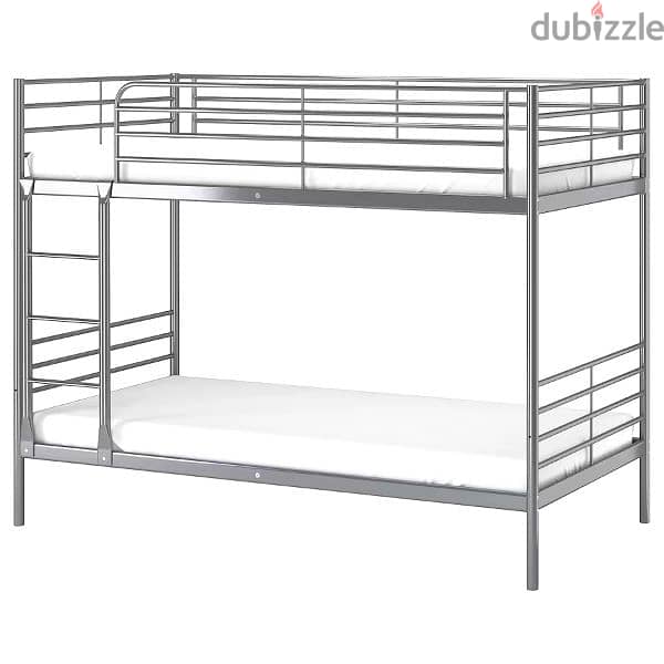 Bunk bed frame, silver-colour, 90x200 cm for kids 0