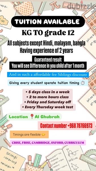 Tuition  KG to grade 12 affordable fee guaranteed result