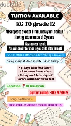 Tuition Kindergarten to grade 12 affordable fee 0