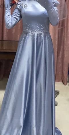 blue satin dress