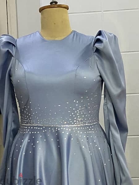 blue satin dress 1