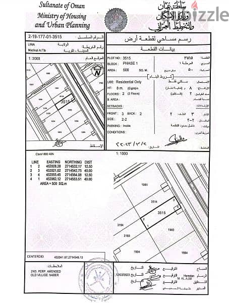 ارض للبيع 500 م في ولاية لوى/ land for sale suhar liwa 1