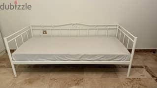 White Day-bed frame with mattress