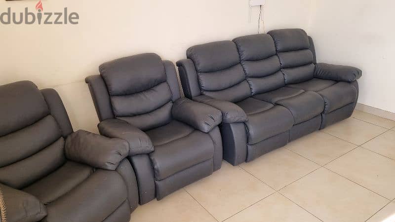 3+1+1 seater recliner leather sofa 1