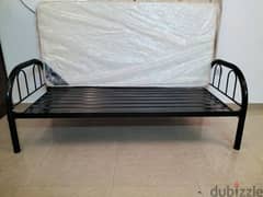 single steel bed with one Raha mattress