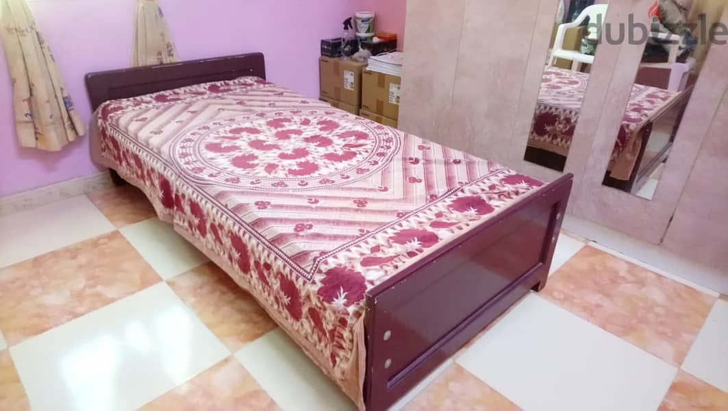 SINGLE WOODEN BED WITH MATRESS 1