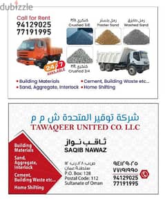 building material supplies  house shifting and other cargo services