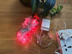 Red LED Festive String Lights (240V AC, UK 3-Pin Plug, Indoor Use)