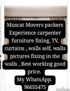 professional carpenter fixing curtains furniture TV etc