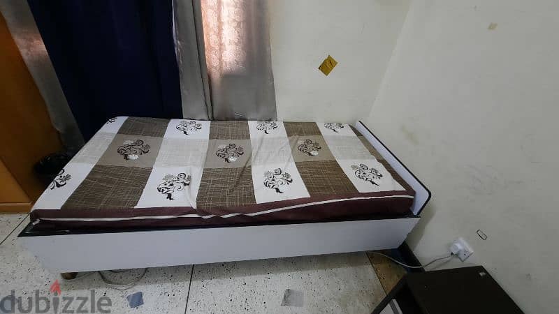 wooden single bed with mattress 2