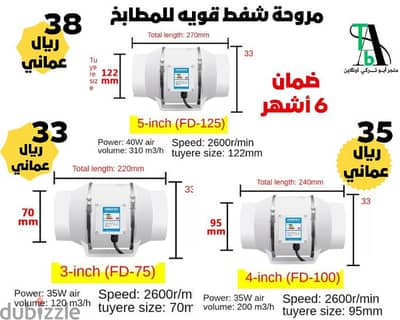 مروحة شفط قوية للمطابخ واستخدامات اخرى لها