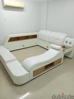 Multifunctional Upholstered Storage Bed Frame, Massage Chaise Lounge