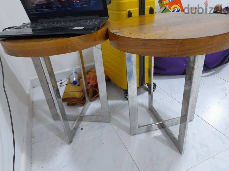 wooden with steel frame center table 0