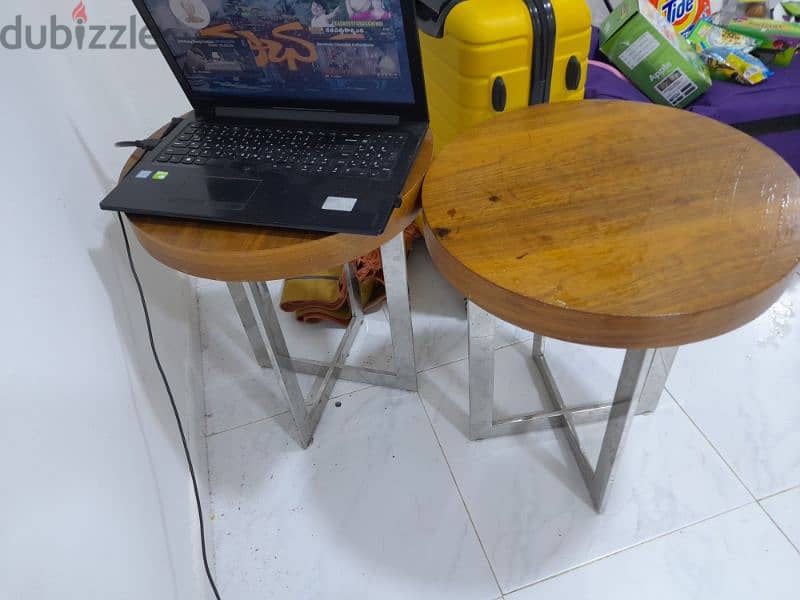 wooden with steel frame center table 1