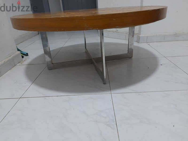 wooden with steel frame center table 2