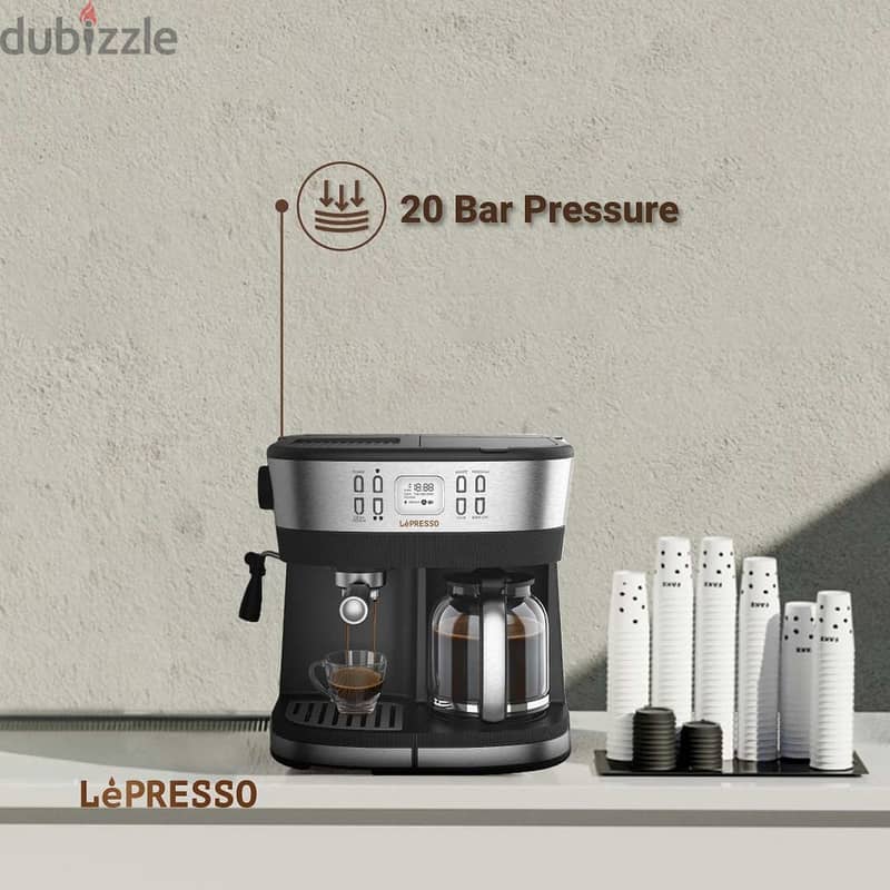 LePresso Dual Drew Drip Coffee & Espresso + Milk Steamer & Flow Meter 3