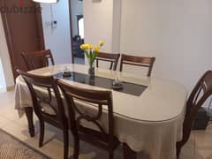 Elegant Wooden Dining Set with Glass Tabletop