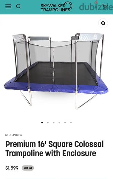 Skywalker trampoline Premium 16' Square Colossal with Enclosure 3