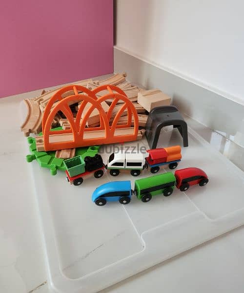 wooden train set and accessories from Ikea 3