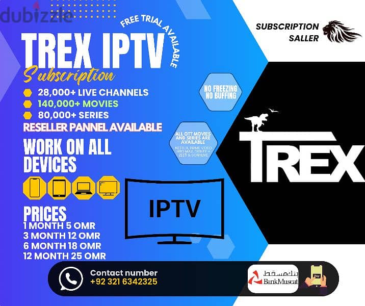 Trex IP-TV 28000+ Live Tv Channels 4k 180000+ Movies & Series's Come 3