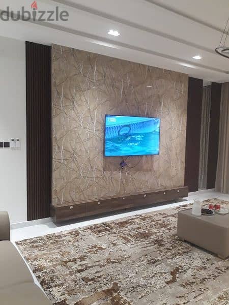 gypsum board. PVC panel work. gypsum wall partition. TV wall design 6