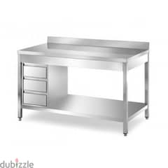 ss table with drawers 0