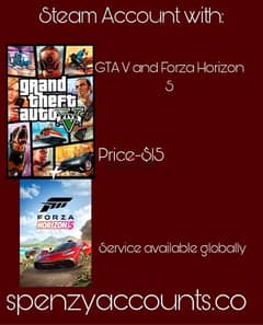 Steam account with GTA V( only story mode) and Forza horizon 5 0