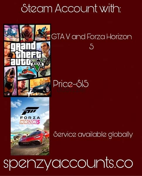 Steam account with GTA V( only story mode) and Forza horizon 5 0