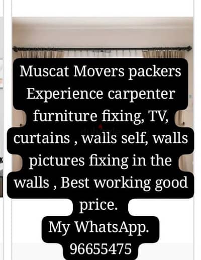 Best carpenter fixing curtains furniture TV etc