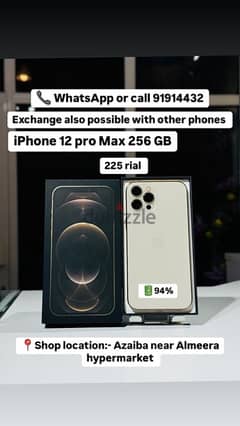 iphone 12pro max 256 GB very good condition with orginal box 0