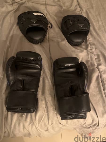 two fitbox boxing gloves with to pads 1