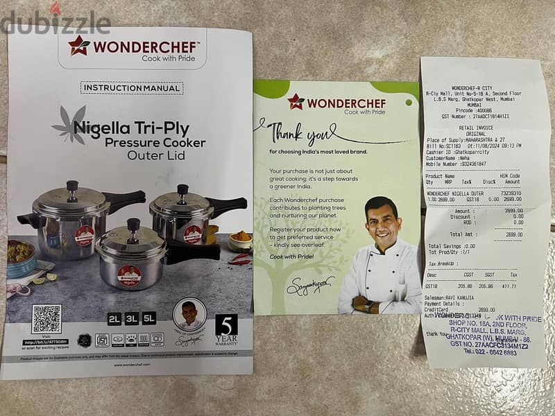 Wonderchef 5 lit Stainless steel triply pressure cooker 2