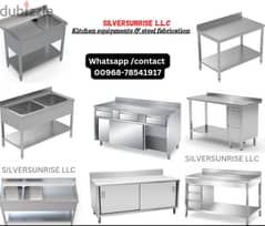 ss kitchen steel table, sink & cabinet