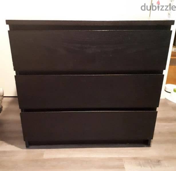 IKEA MALM 3 DRAWER SET IN BLACK BROWN 4