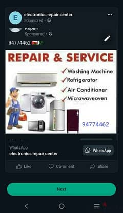 Appliance service at ur doorstep 24/7 Ac refrigerator washing machine