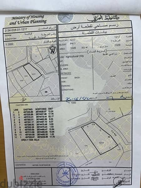 أرض زراعية للبيع- 1329 مترا، صحم - سور الشيادي 0