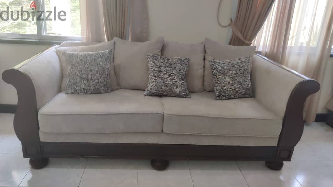 2+2+3 Wooden sofa with new seats 1