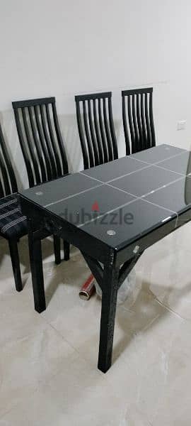 double bed with mattress, 4 chair dining table & 1 ton portable a/c 7